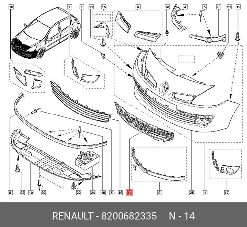 Решетка радиатора RENAULT 8200682335