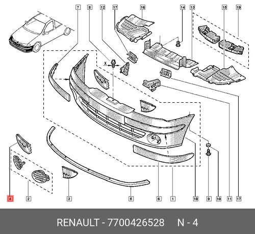 7700426528 Заглушка бампера RENAULT