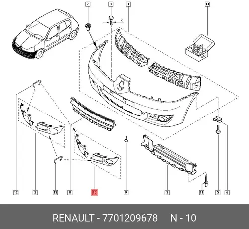  КОМП ЗАГЛУШЕК БАМПЕРА 2ШТПЛАС 7701209678 RENAULT