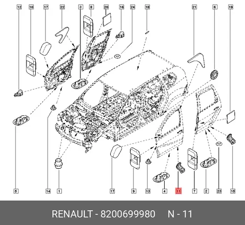 заглушка двери!\ Renault 8200699980