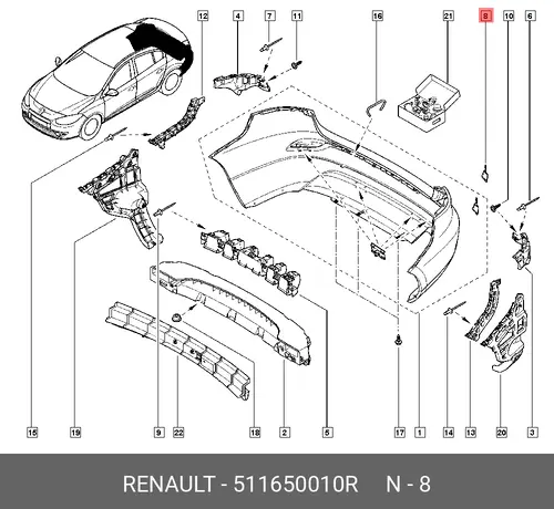  ЗАГЛУШКА БАМПЕРА (RENAULT) 511650010R