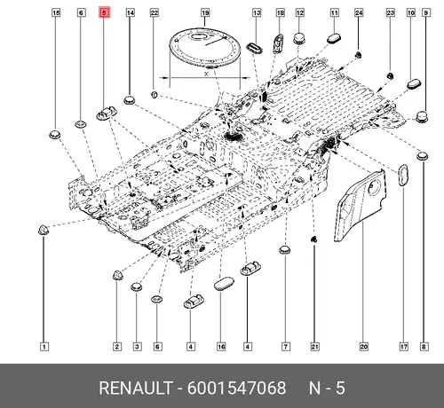 заглушка кузова!\ Renault 6001547068