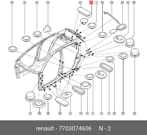 заглушка кузова!\ Renault 7703074606