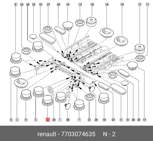 заглушка кузова!\ Renault 7703074635