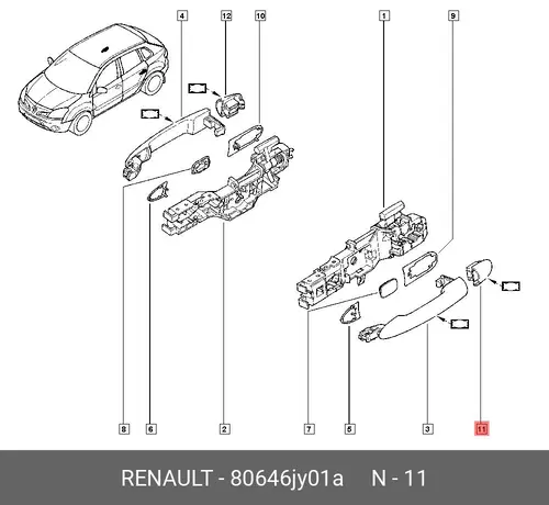 Ручка двери RENAULT 80646JY01A