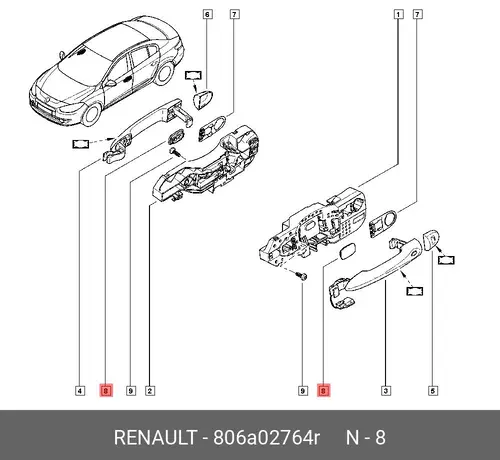 Ручка двери RENAULT 806A02764R