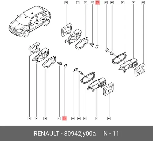Ручка двери RENAULT 80942JY00A