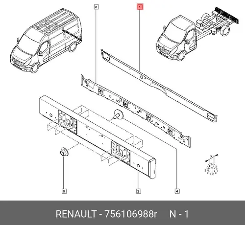 Усилитель бампера RENAULT 756106988R