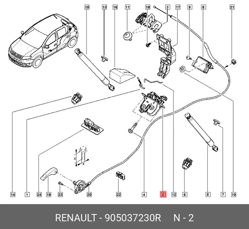 ЗАМОК ДВЕРИ ЗАДКА 905037230R RENAULT
