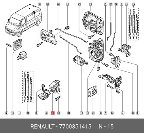 Ручка двери RENAULT 7700351415