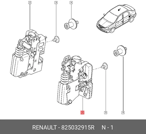  ЗАМОК ДВЕРИ ЗАДН ЛЕВ. LOGAN 825032915R RENAULT