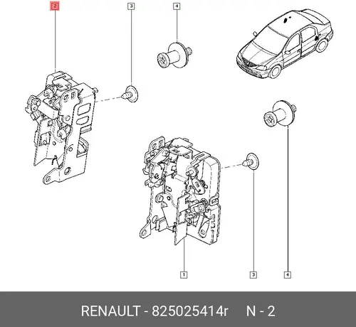 ЗАМОК ДВЕРИ ЗАДН ПРА 825025414R RENAULT