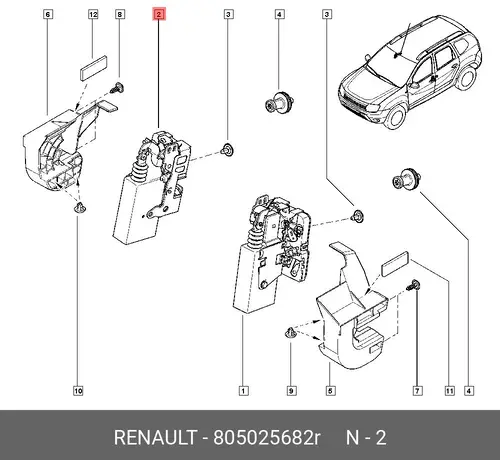 замок двери пер.прав.!\ Renault 805025682R