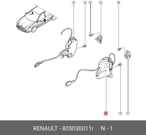 ЗАМОК ДВЕРИ ПЕР. ЛЕВ. 805030011R RENAULT