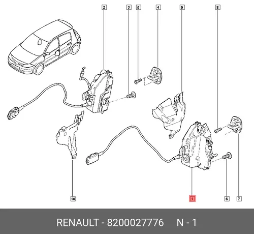  8200027776 ЗАМОК ДВЕРИ RENAULT