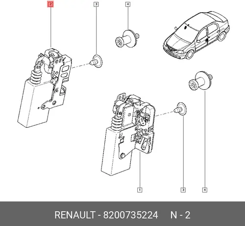 ЗАМОК ДВЕРИ ПЕР ПРАВ 8200735224 RENAULT