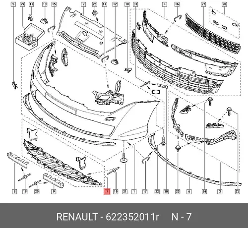 Защита бампера перед. RENAULT Laguna III 622352011R