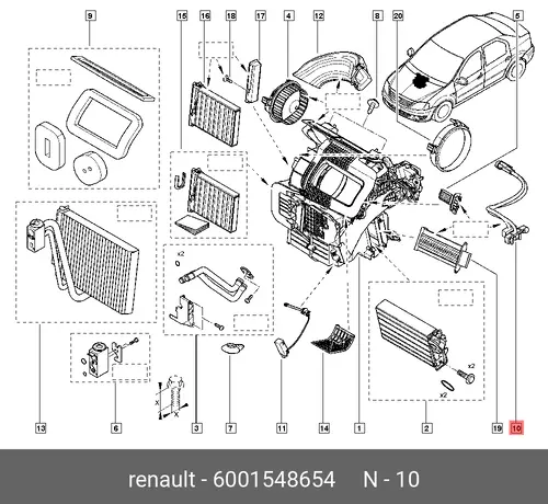 КАБЕЛЬ ВЕНТИЛЯТОРА ОТОПИТЕЛЯ 6001548654 RENAULT