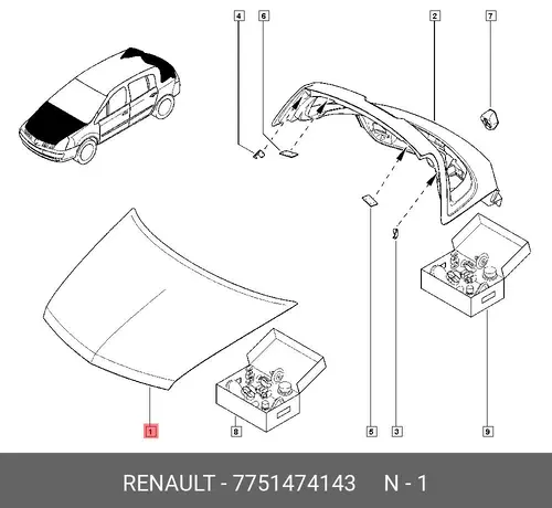 КАПОТ 7751474143 RENAULT