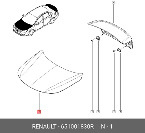КАПОТ 651001830R RENAULT