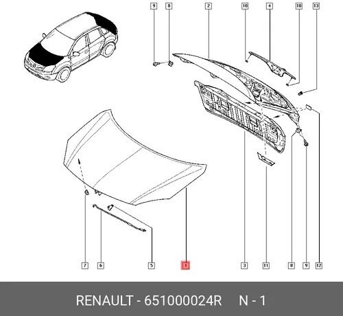 651000024R КАПОТ RENAULT
