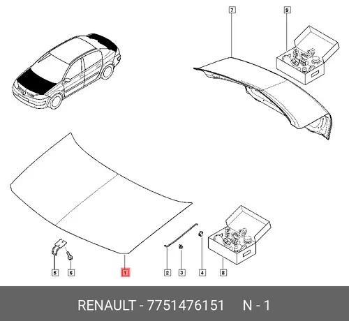 Капот RENAULT Megane 7751476151