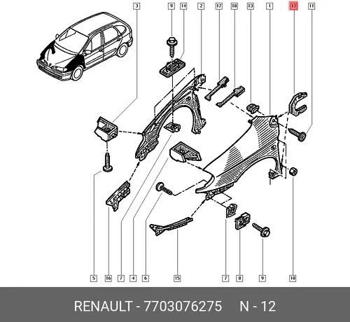 Клипса RENAULT Symbol 7703076275