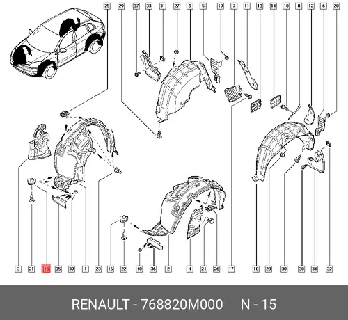 КЛИПСА КРПЛ ПЕР.ПОДКРЫЛКА ПЛАС 768820M000 RENAULT