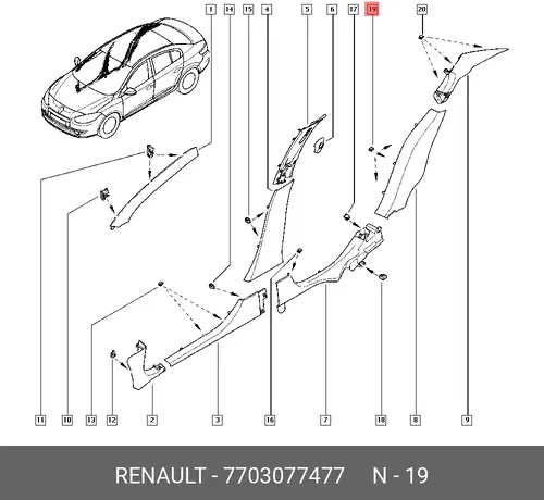 КЛИПСА 7703077477 RENAULT