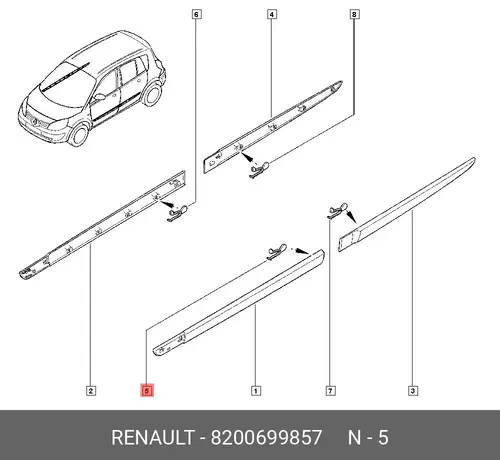 Клипса молдинга RENAULT 8200699857