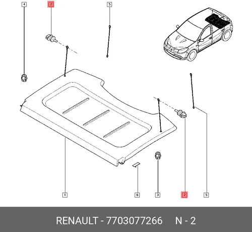 клипса планки полки багажника!\ Renault 7703077266