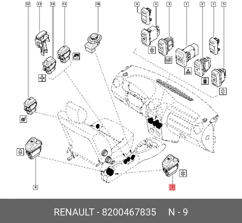  8200467835 RENAULT КНОПКА СТЕКЛОПОДЪЕМНИКА R