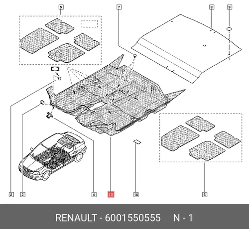 Ковер пола RENAULT Logan 6001550555
