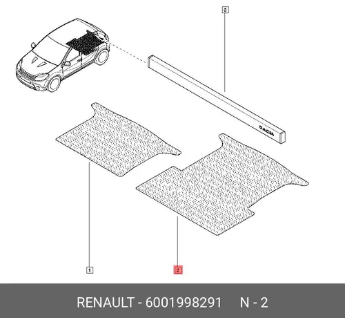 Коврик в багажник RENAULT 6001998291