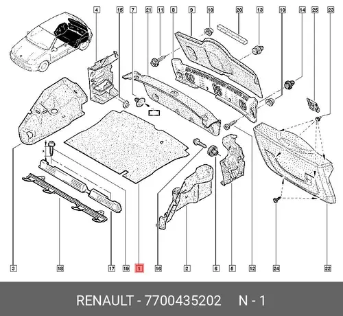 Коврик в багажник RENAULT 7700435202