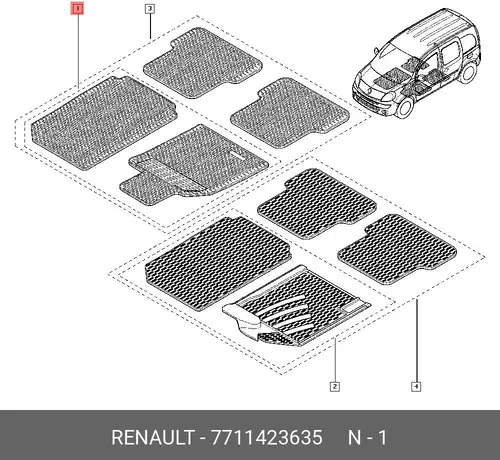 Коврики в салон RENAULT 7711423635