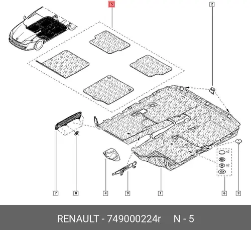 Коврики в салон RENAULT 749000224R