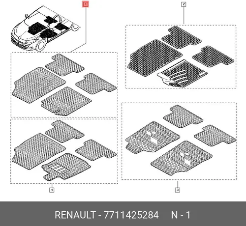 Коврики в салон RENAULT 7711425284