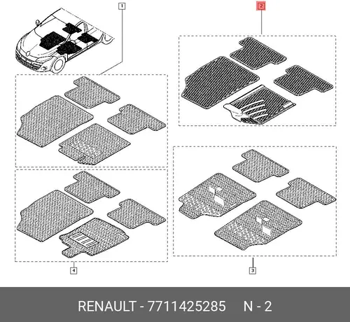 Коврики в салон RENAULT 7711425285