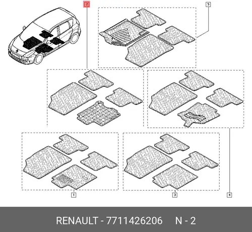 Коврики в салон RENAULT 7711426206
