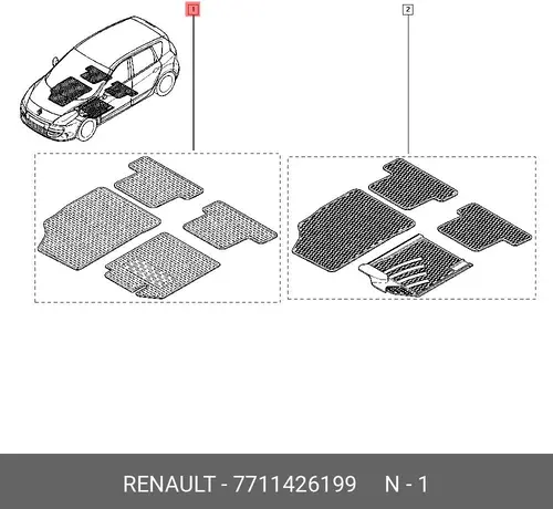 Коврики в салон RENAULT 7711426199