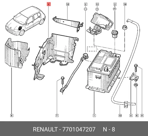 7701047207 Кожух акк. батаре RENAULT