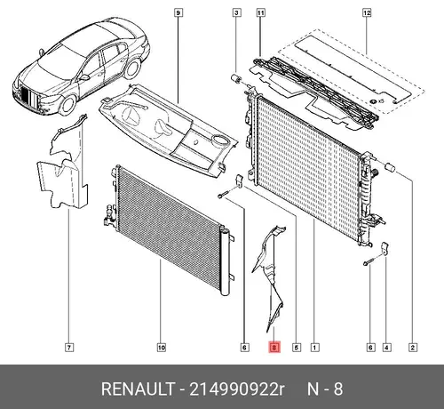  ДИФФУЗОР РАДИАТОРА ЛЕВ(ПЛАС) 214990922R RENAULT
