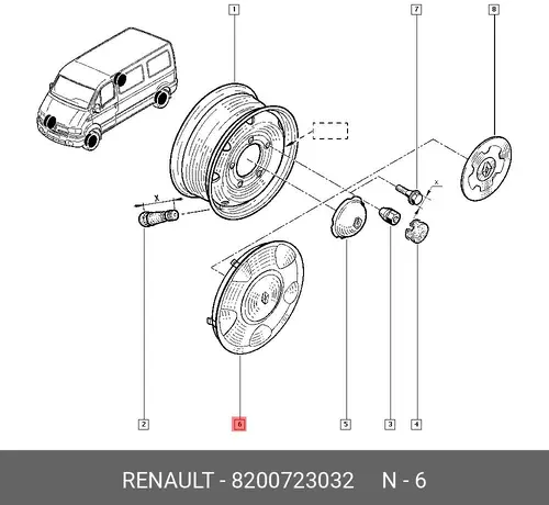8200723032 Колпак колеса (пласт) RENAULT