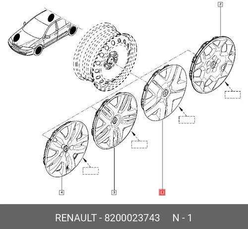 КОЛПАК КОЛЕСА (ПЛАС) 8200023743 RENAULT