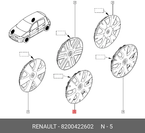  КОЛПАК КОЛЕСА 8200422602 RENAULT