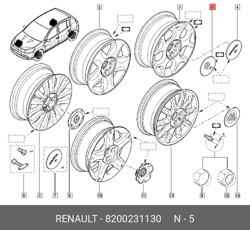  КОЛПАЧОК ДИСКА КОЛЕСНОГО 8200231130 RENAULT