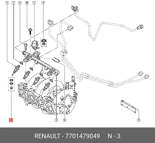 КОМП. УПЛОТН КОЛЕЦ ИНЖЕКТОРА 2ШТ РЕЗ 7701479049 RENAULT