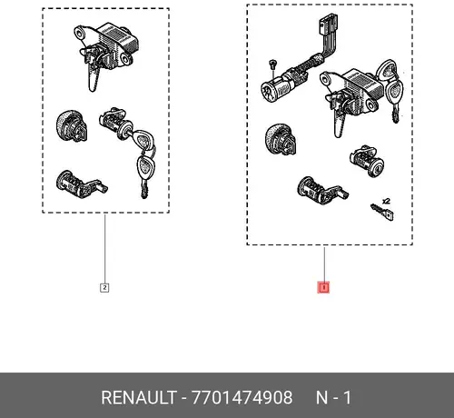 КОМП ЗАМКОВ 5ШТ 7701474908 RENAULT