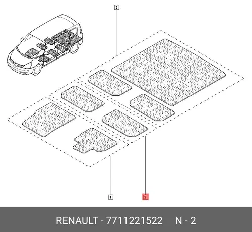 Коврики в салон RENAULT 7711221522